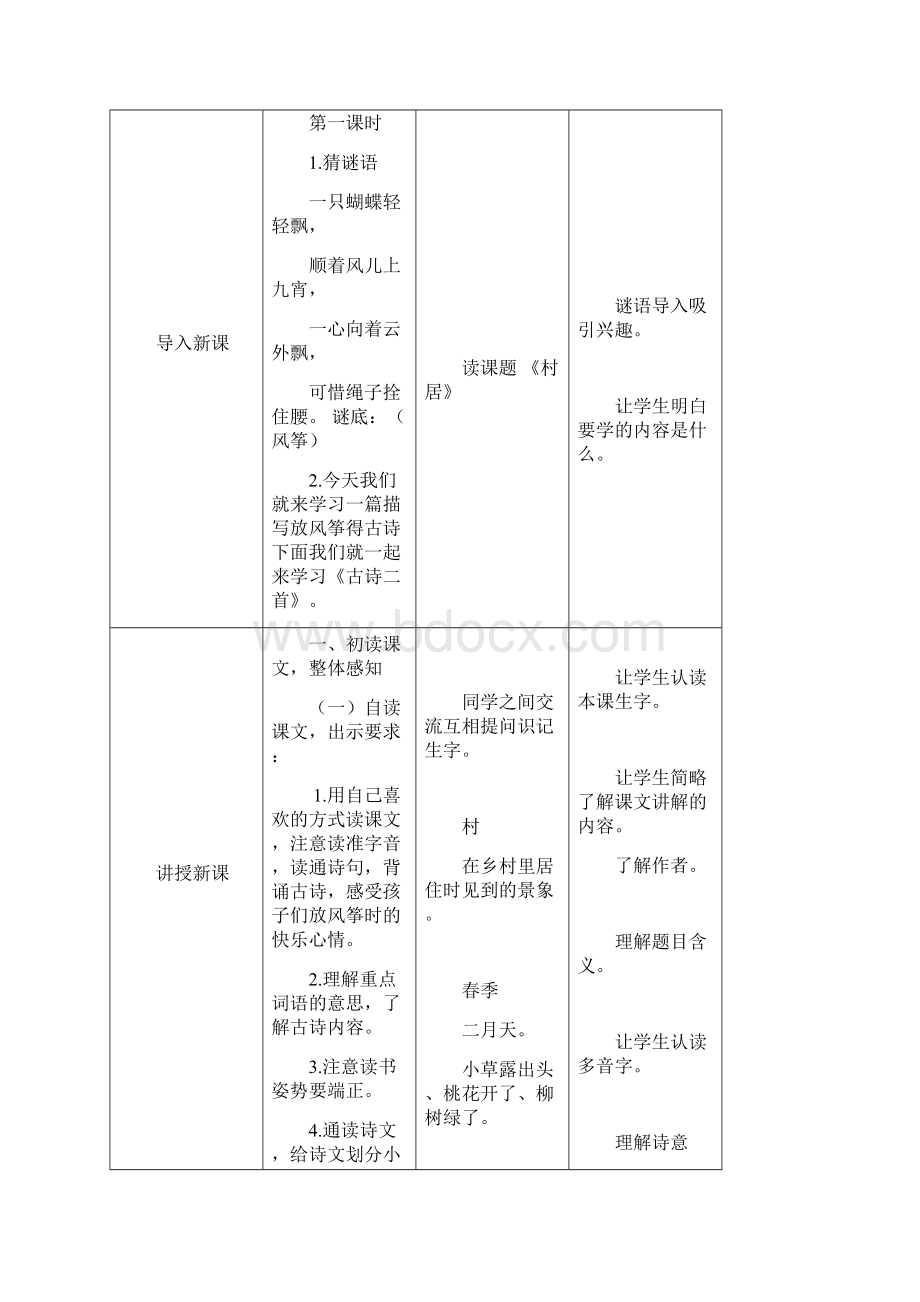 最新部编本人教版二年级语文下册第一课古诗二首教案 2课时Word格式.docx_第2页