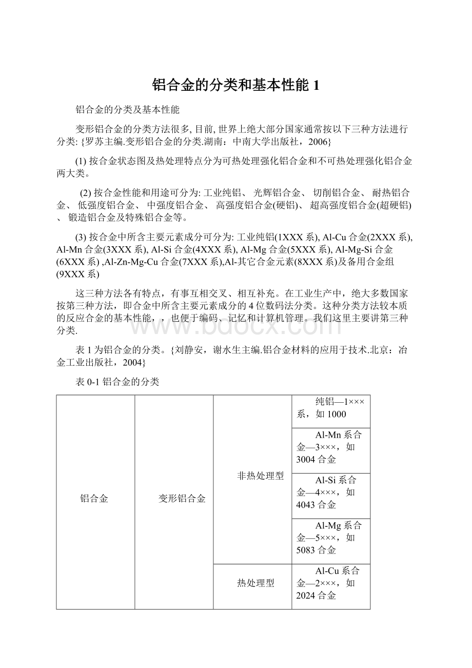 铝合金的分类和基本性能 1Word格式文档下载.docx