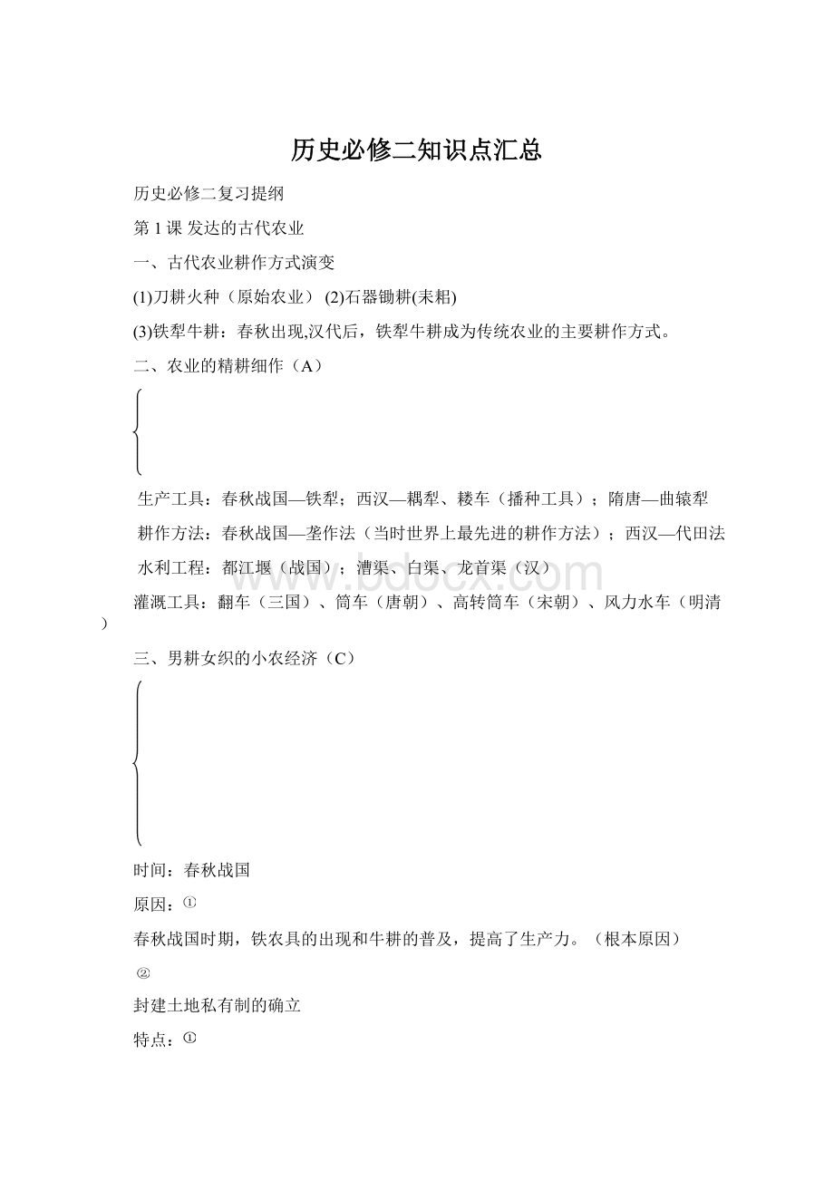 历史必修二知识点汇总Word文档下载推荐.docx