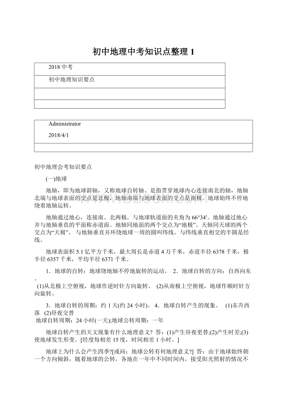 初中地理中考知识点整理1.docx