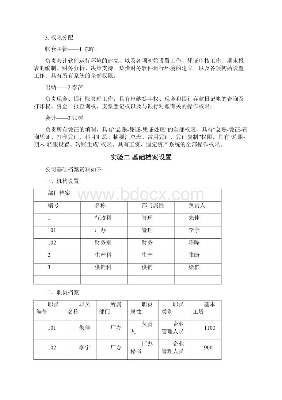 会计电算化分段实验数据完整Word文档下载推荐.docx_第2页