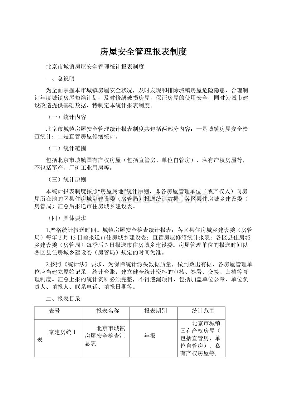 房屋安全管理报表制度.docx_第1页