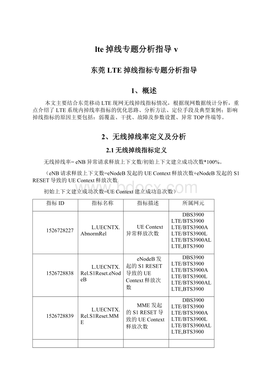 lte掉线专题分析指导vWord下载.docx_第1页