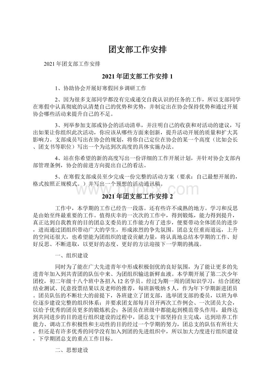 团支部工作安排.docx_第1页