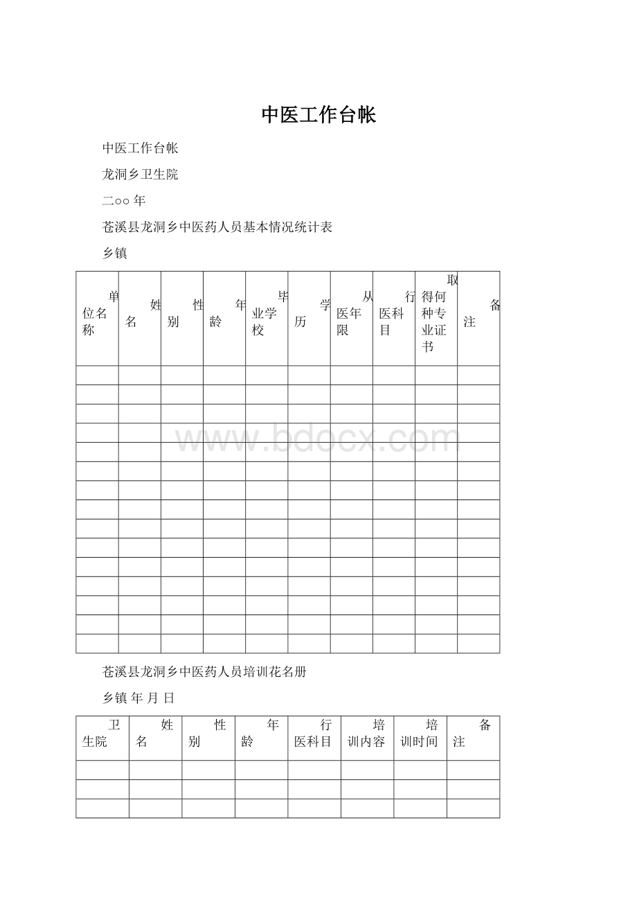 中医工作台帐Word文件下载.docx