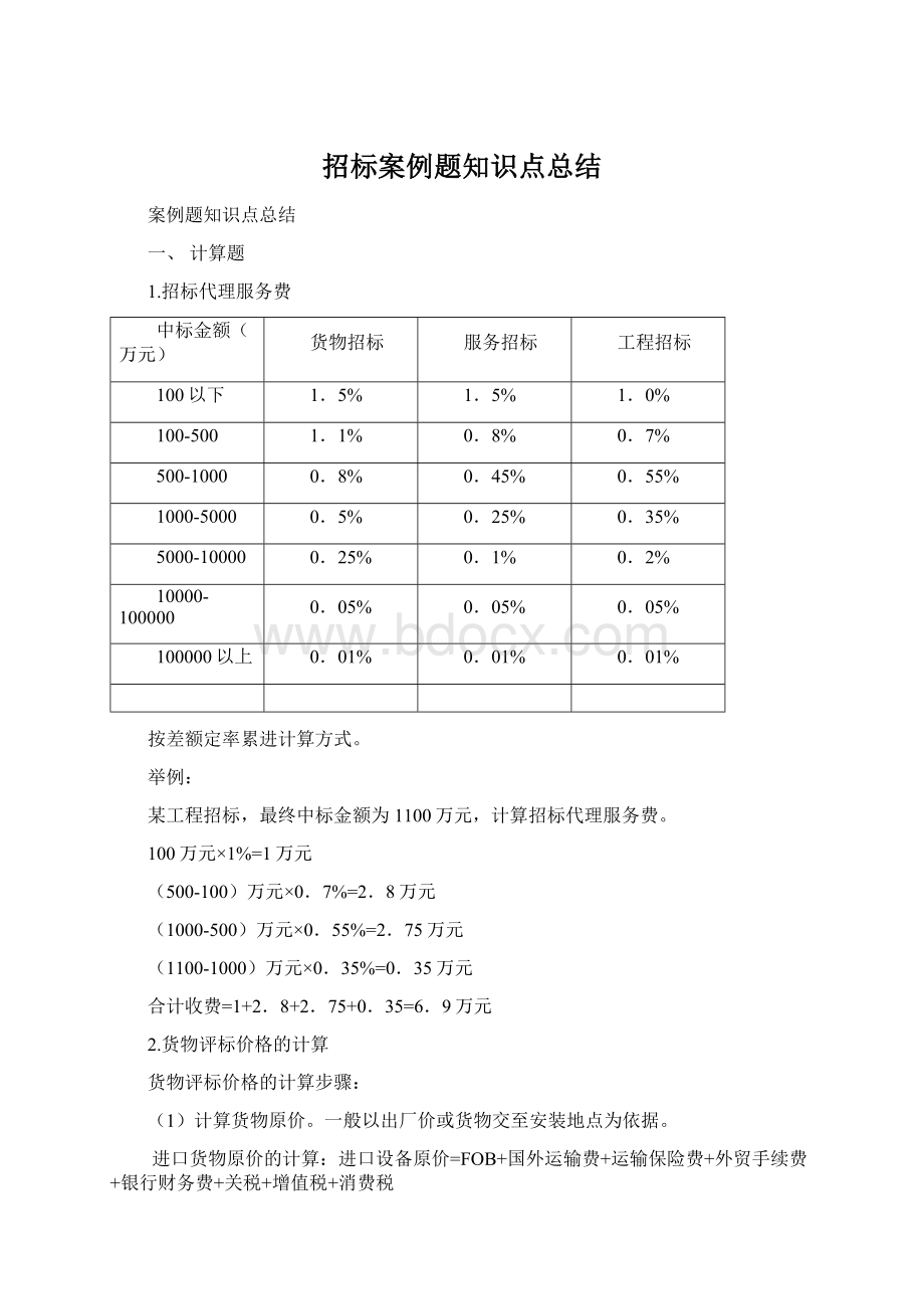 招标案例题知识点总结文档格式.docx