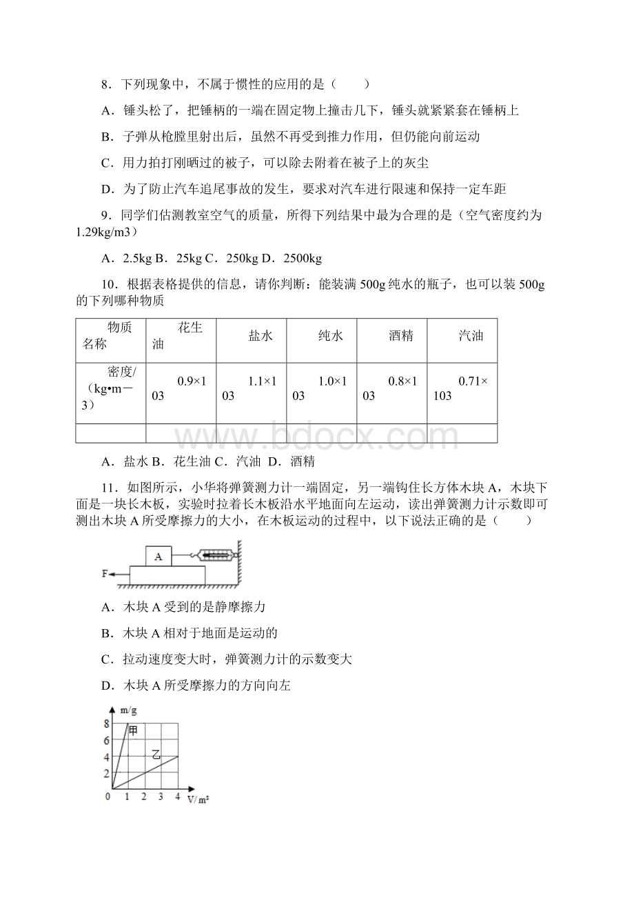 江苏省泰州市高港区学年八年级下学期期中校际联考物理试题.docx_第3页