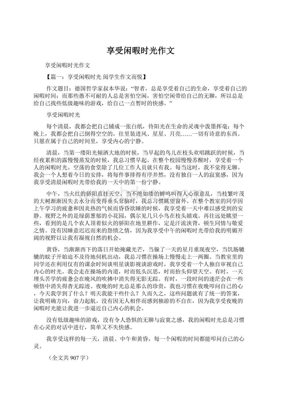 享受闲暇时光作文Word下载.docx