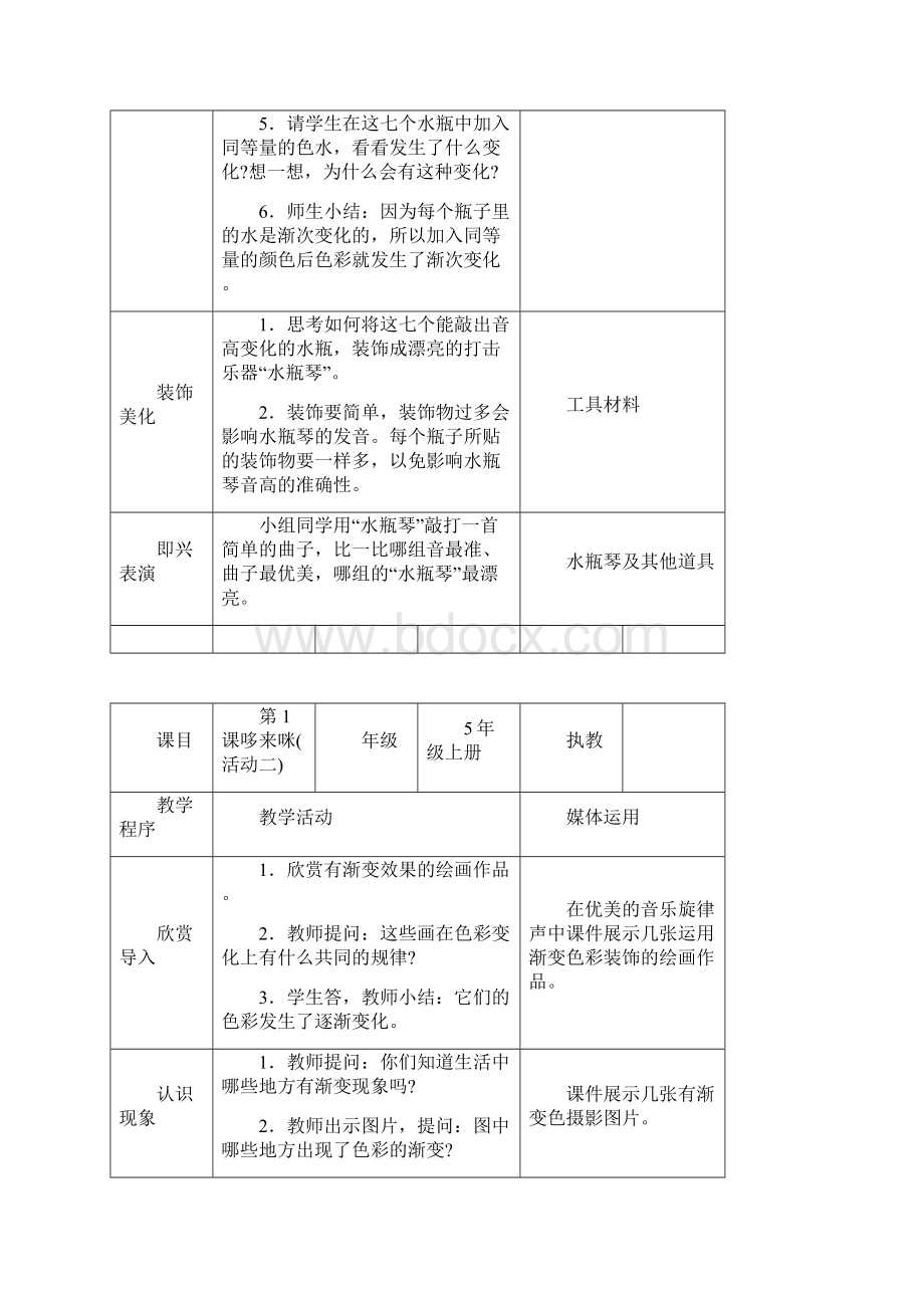 湖南美术出版社小学五年级上册美术教案打印版.docx_第2页