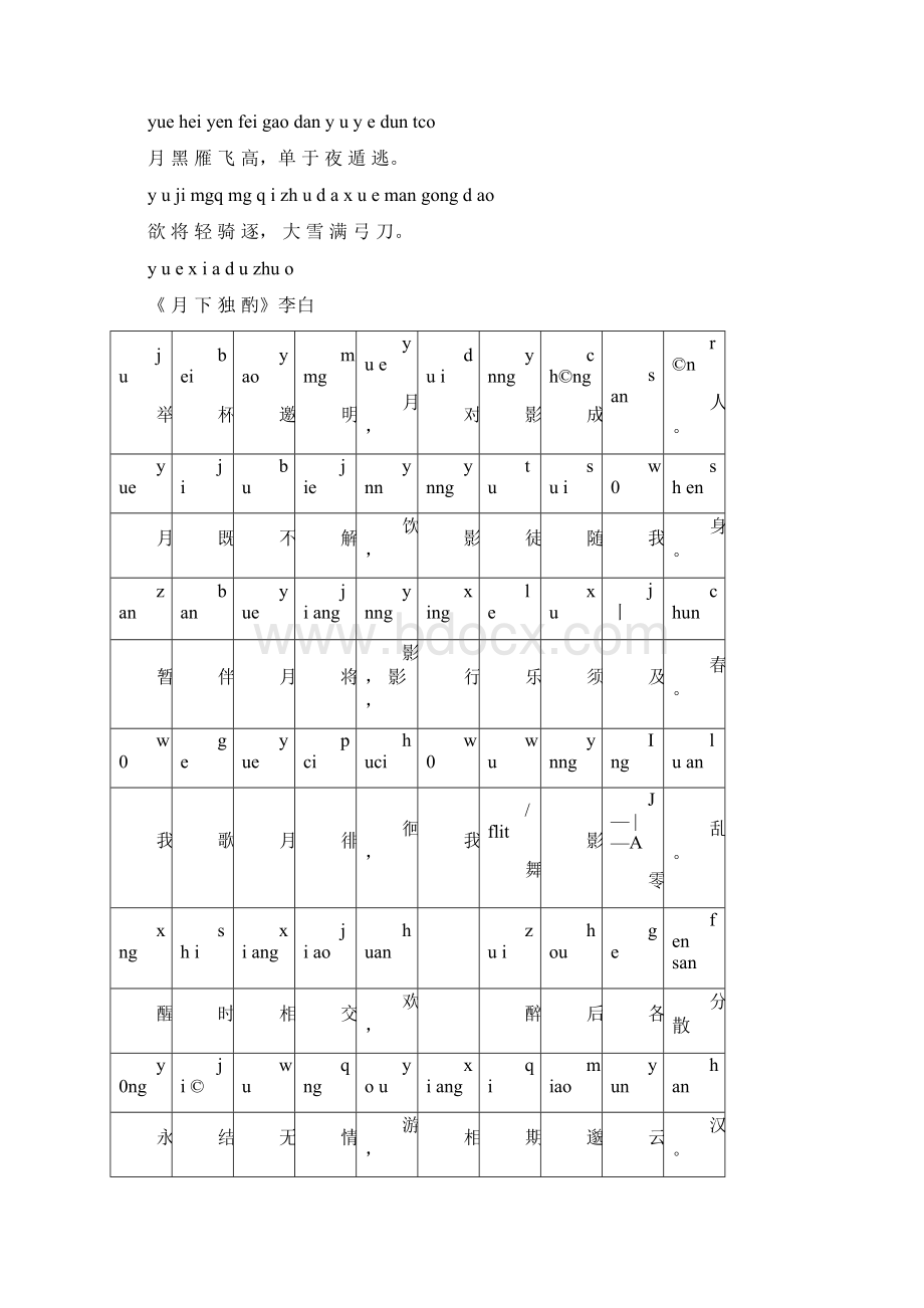 与月亮有关的诗句注音版Word文档下载推荐.docx_第2页