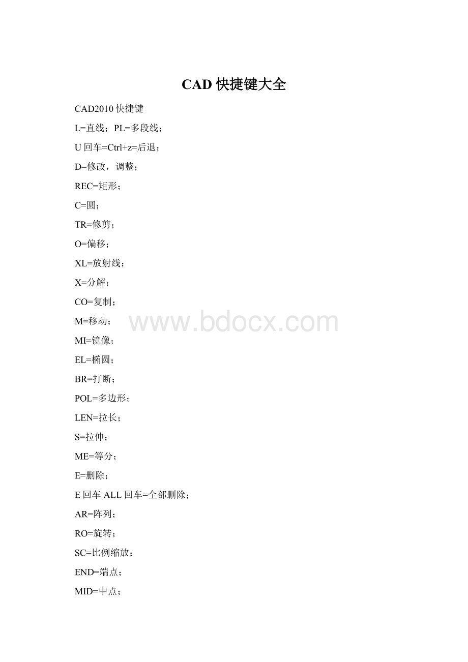 CAD快捷键大全Word格式.docx_第1页