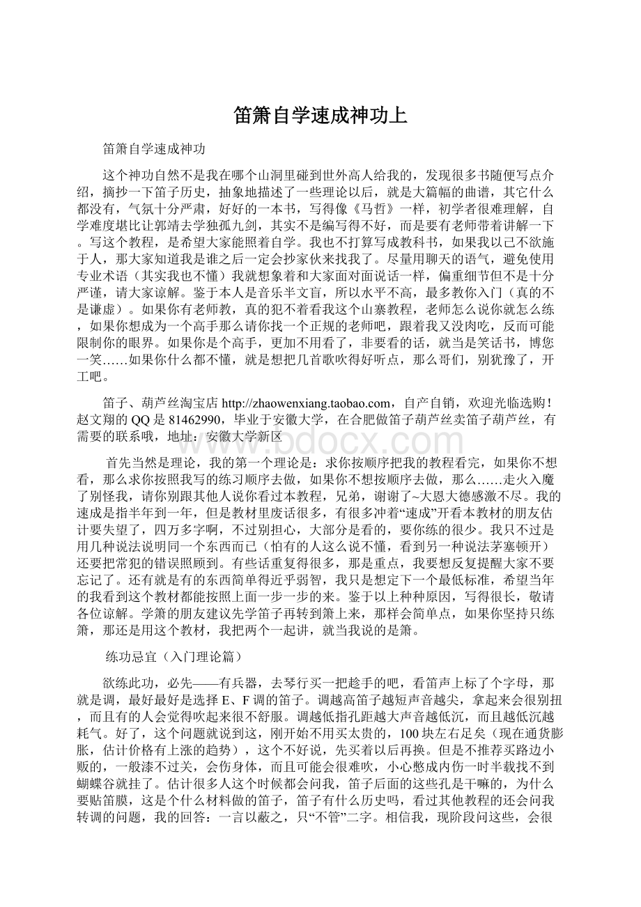 笛箫自学速成神功上Word文档格式.docx