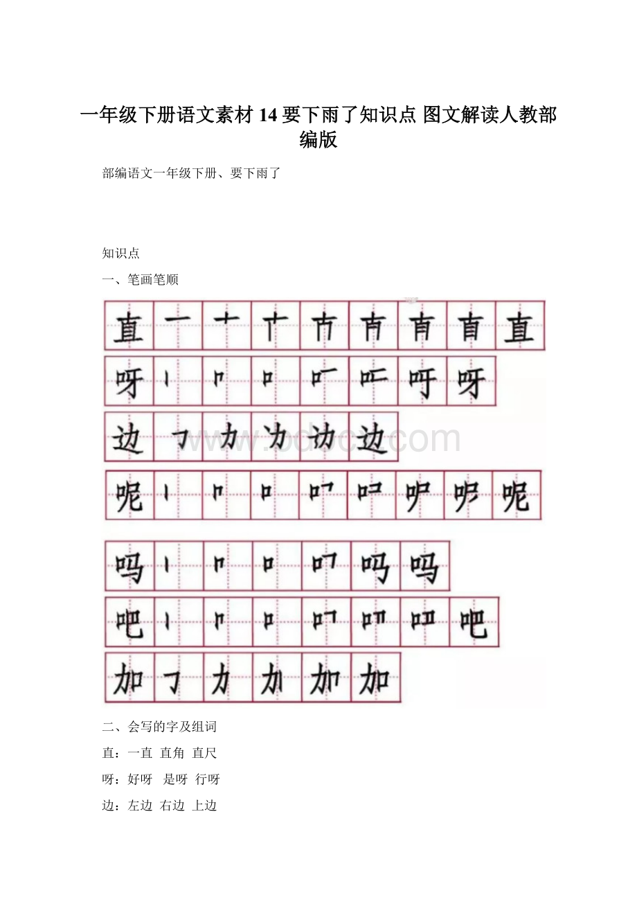 一年级下册语文素材14要下雨了知识点 图文解读人教部编版.docx_第1页