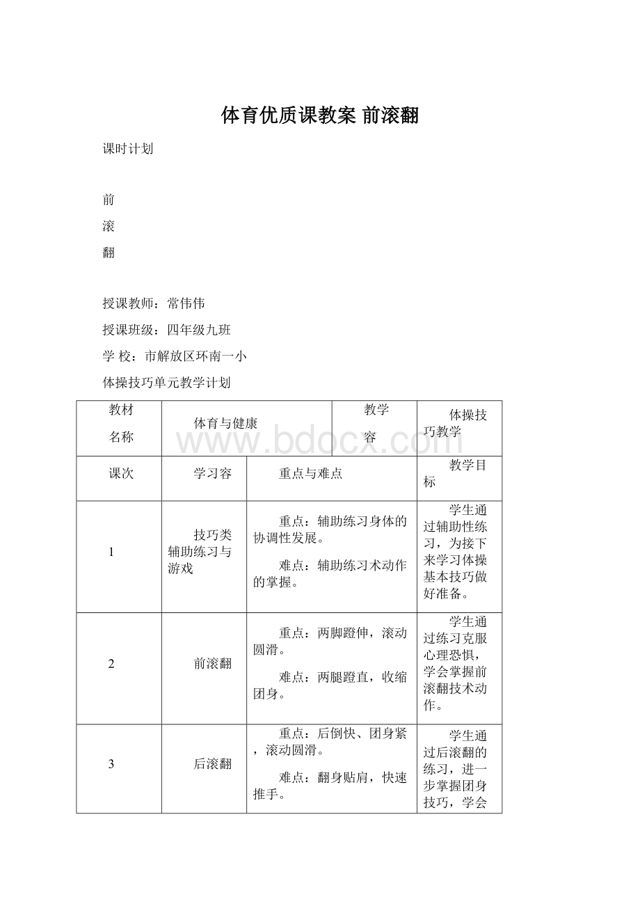 体育优质课教案 前滚翻.docx_第1页