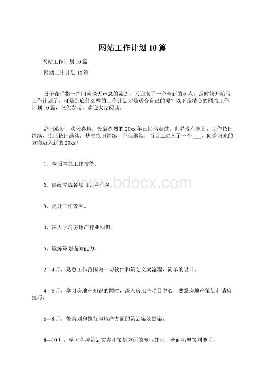 网站工作计划10篇.docx_第1页