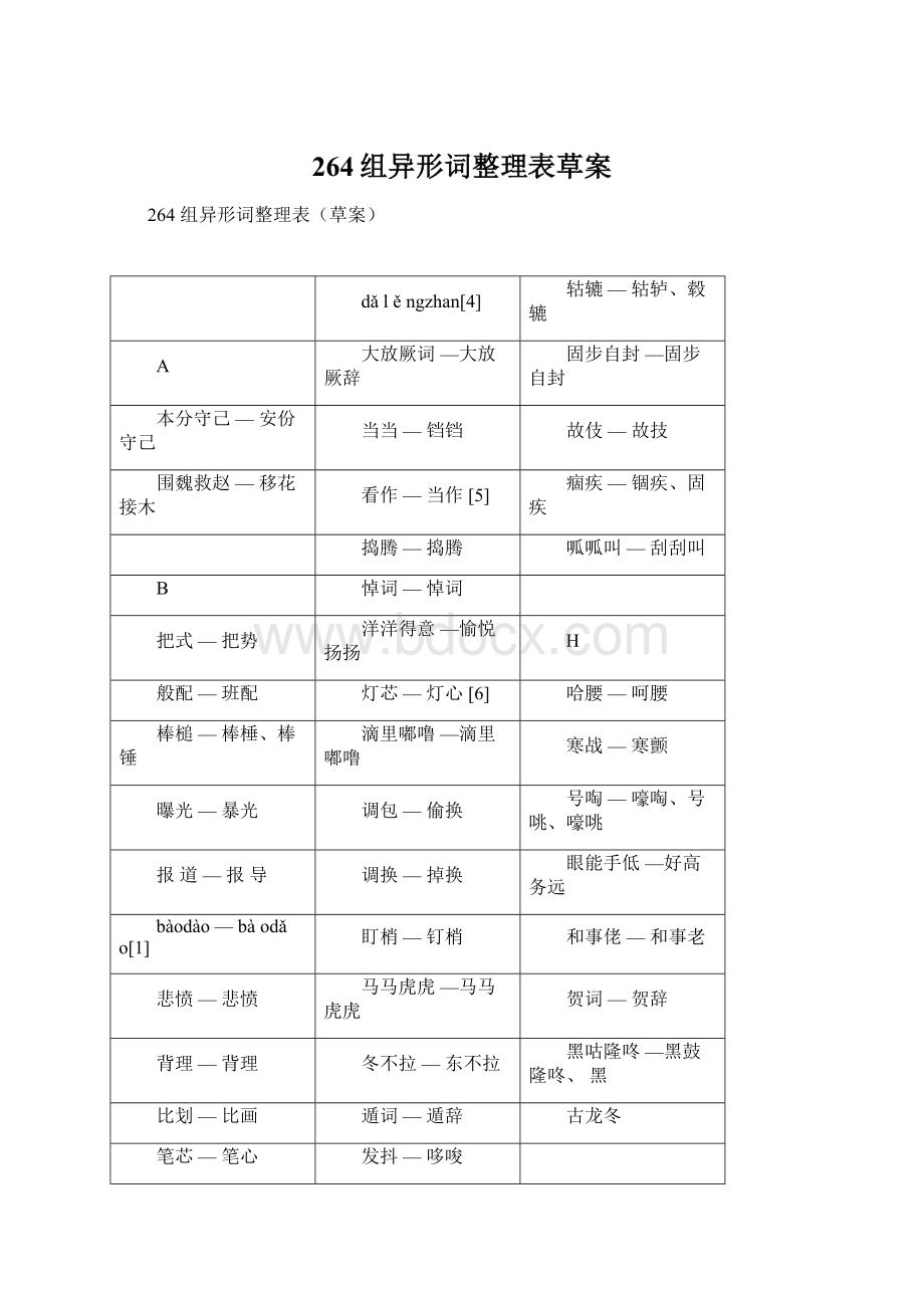 264组异形词整理表草案.docx_第1页