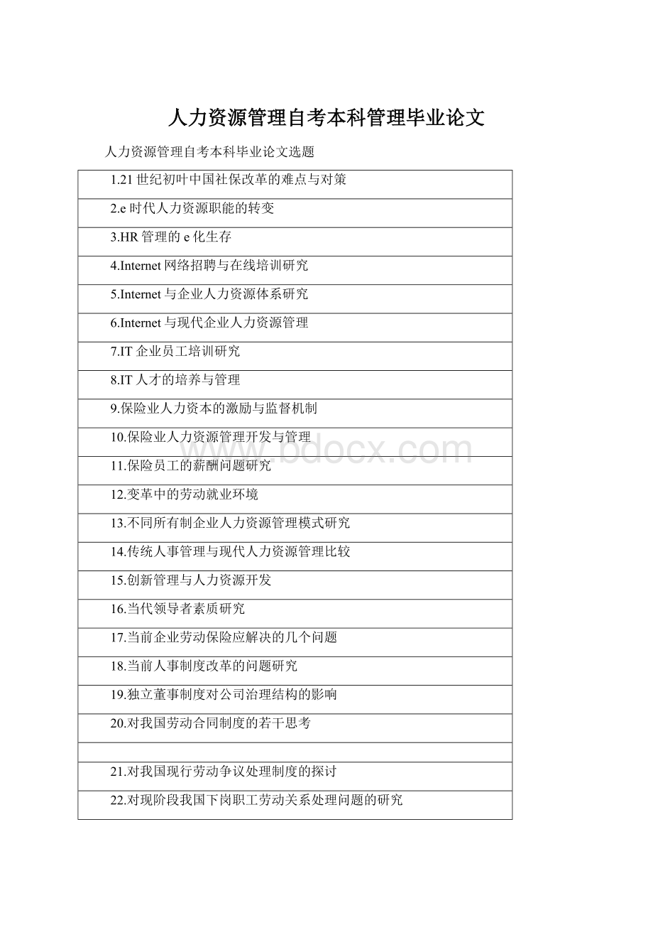 人力资源管理自考本科管理毕业论文Word文档格式.docx