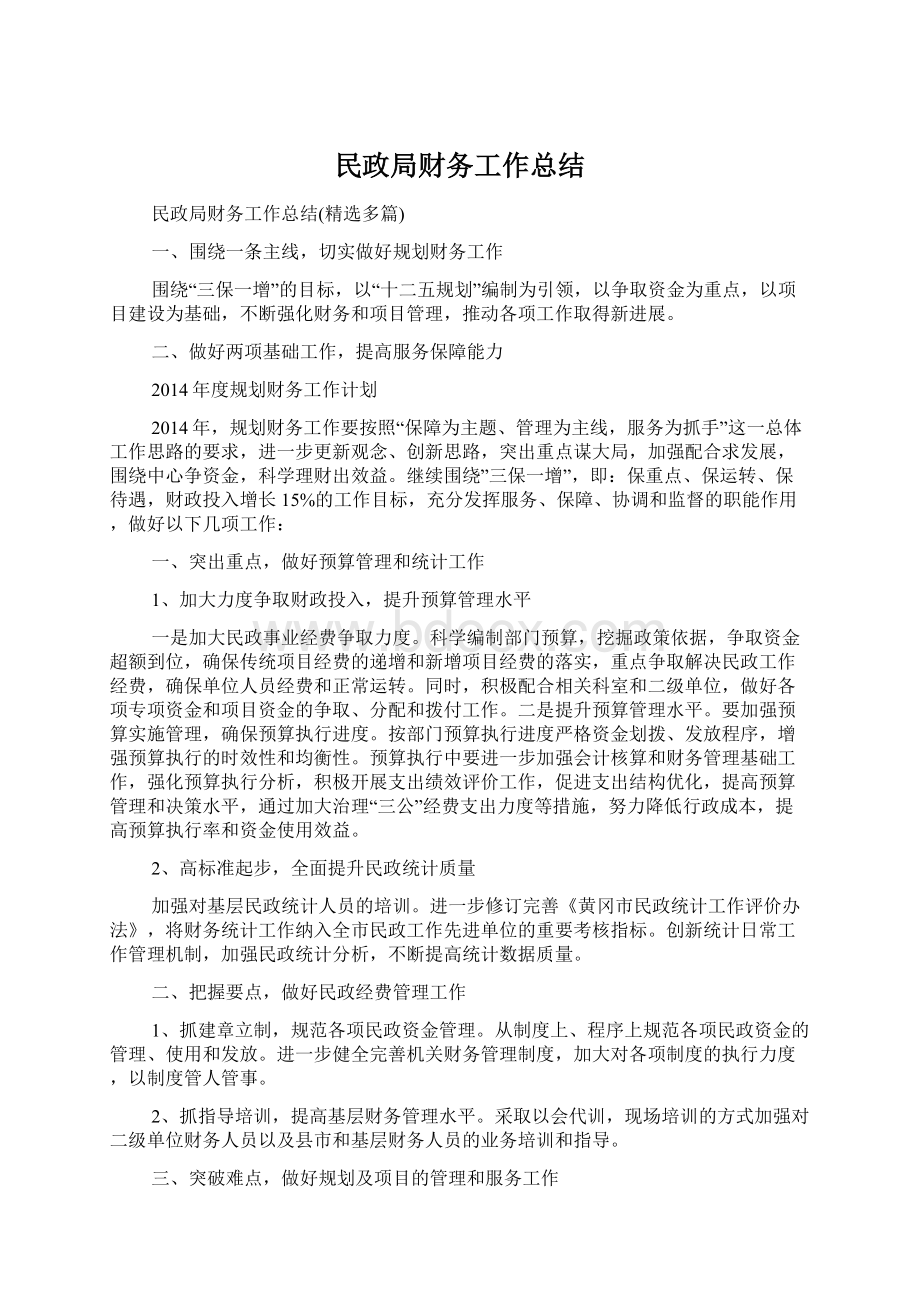 民政局财务工作总结.docx_第1页