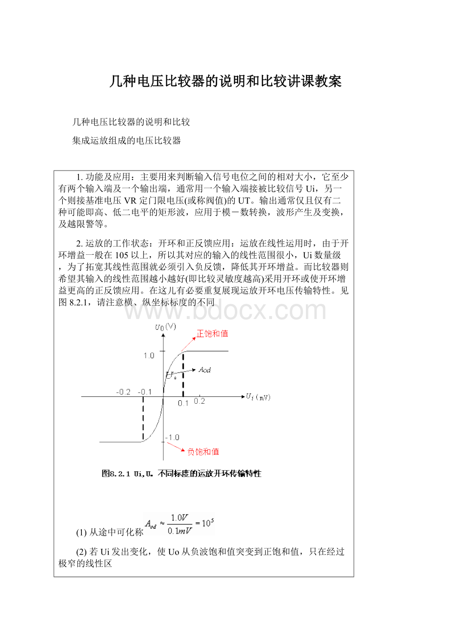 几种电压比较器的说明和比较讲课教案.docx_第1页