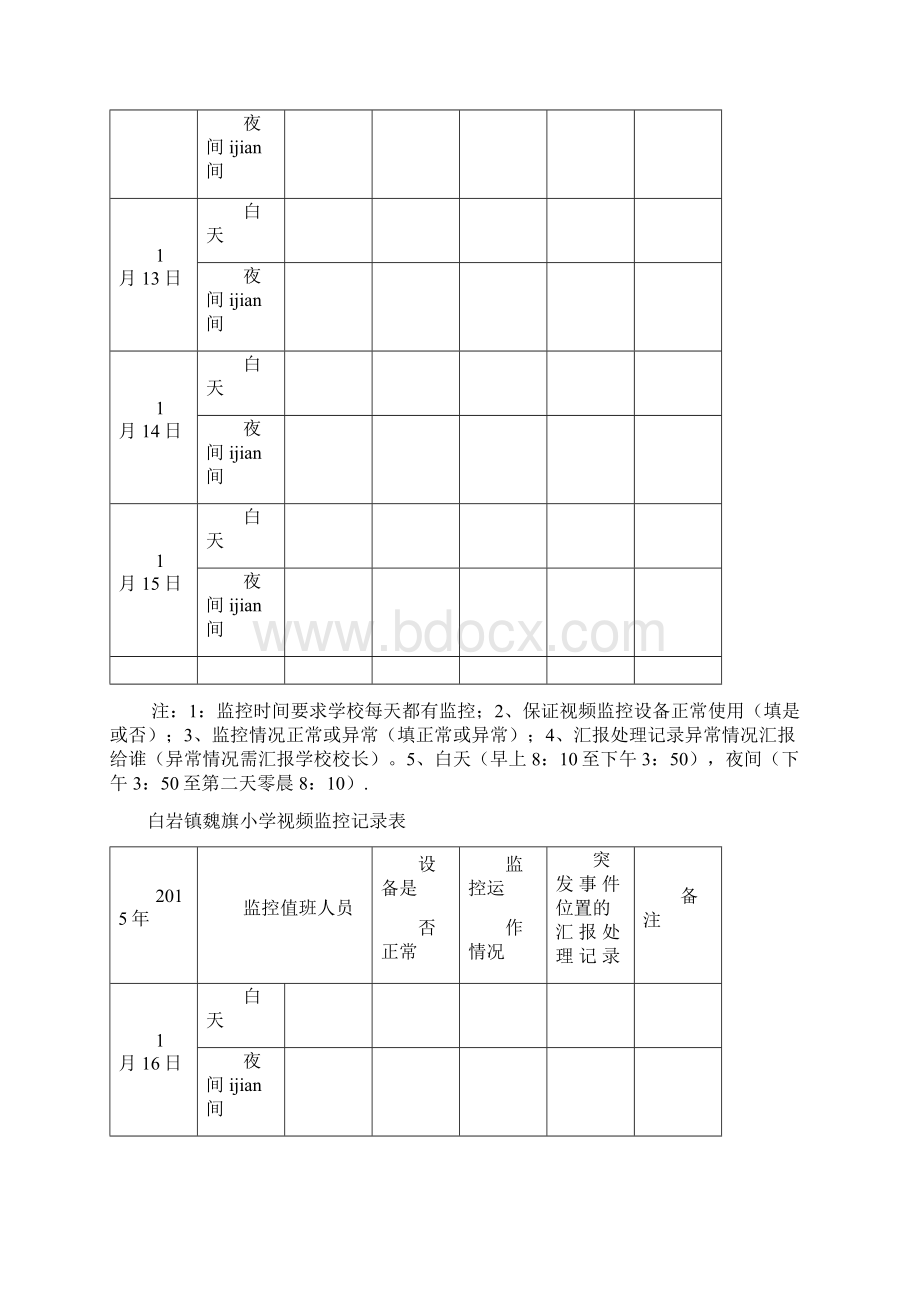 白岩镇魏旗小学视频监控记录表.docx_第3页