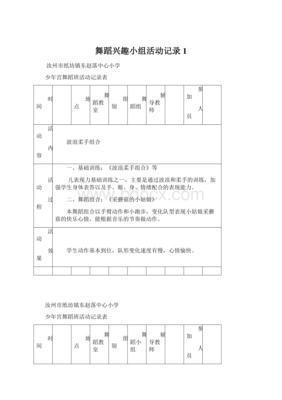 舞蹈兴趣小组活动记录1.docx_第1页