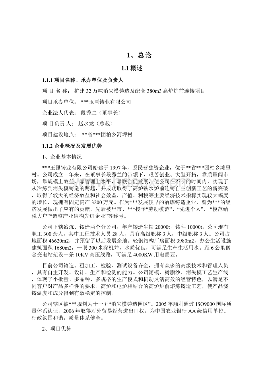 最新扩建32万吨消失模铸造及配套380立方米高炉炉前铸造项目可行性发展研究报告.docx_第2页