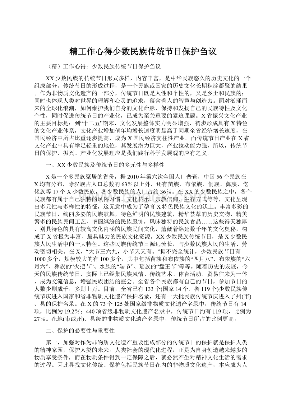 精工作心得少数民族传统节日保护刍议Word格式.docx_第1页