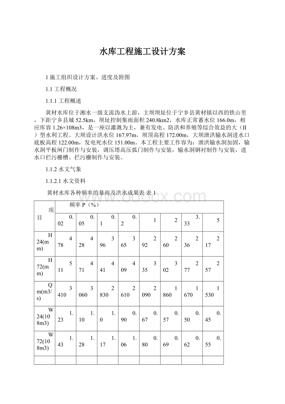 水库工程施工设计方案Word文档格式.docx_第1页