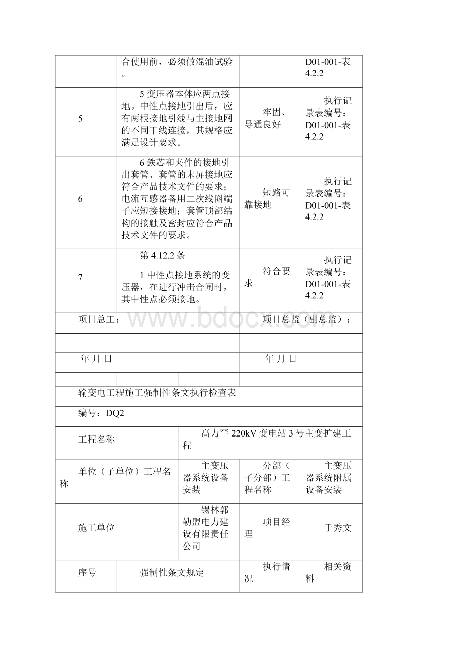 输变电工程施工强制性条文检查执行检查记录Word文件下载.docx_第3页