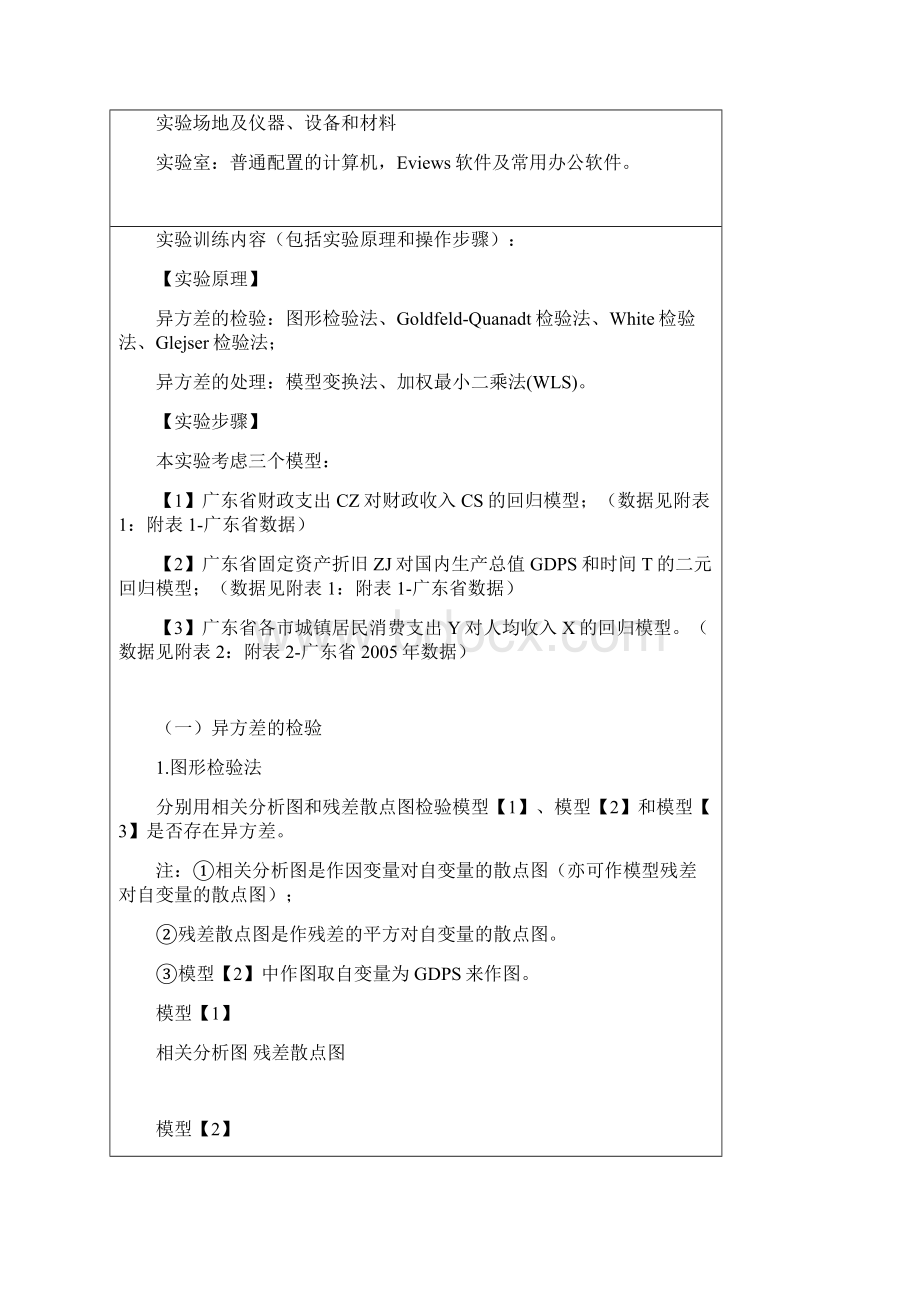 实验五异方差模型地检验和处理学生实验报告材料.docx_第2页