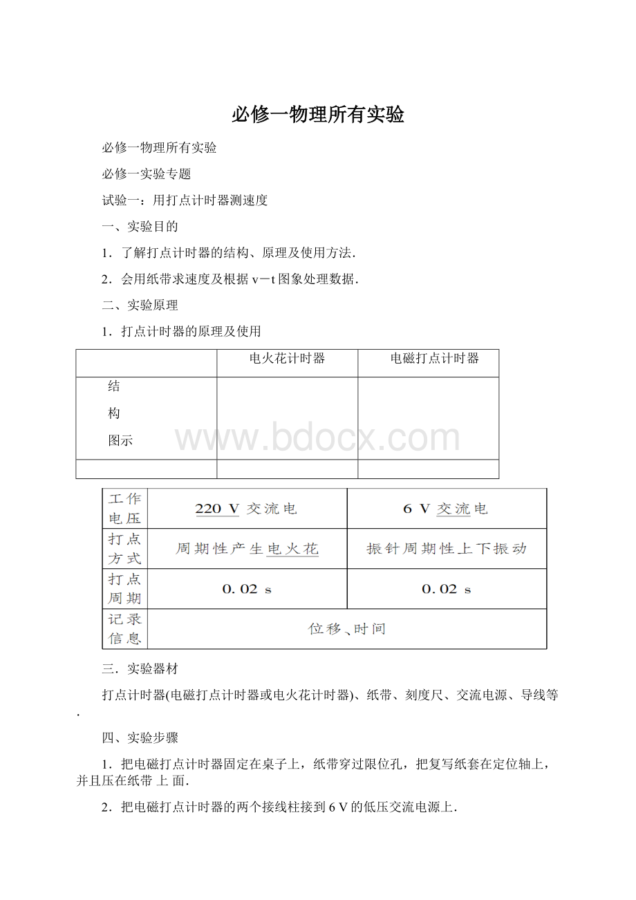 必修一物理所有实验.docx_第1页