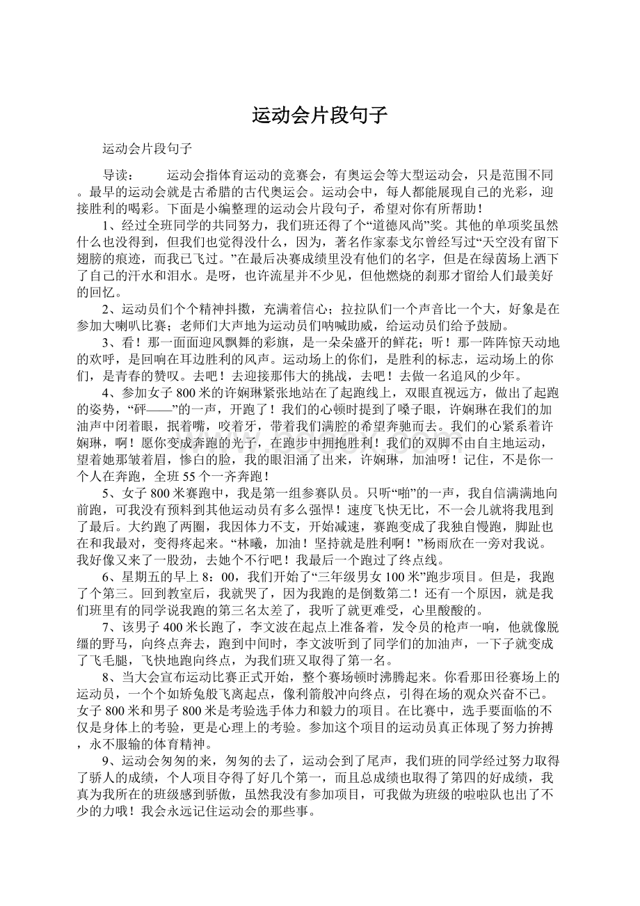 运动会片段句子文档格式.docx