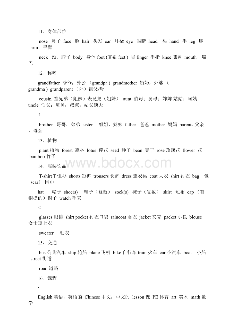 湘少版小学英语单词分类汇总表.docx_第3页