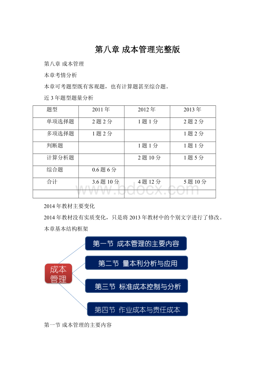 第八章 成本管理完整版Word文档下载推荐.docx