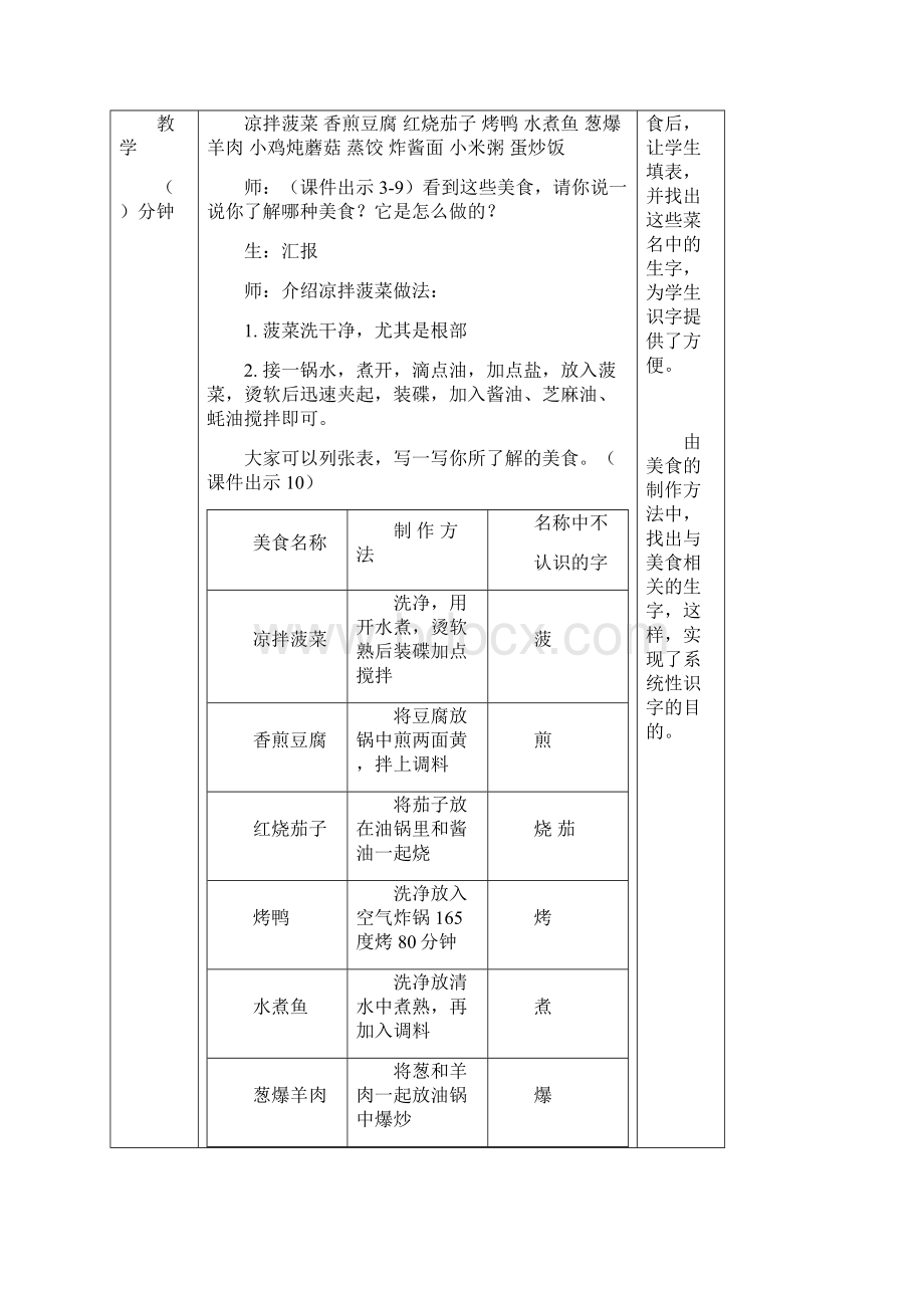 春部编版二年级语文下册教学资料第三单元识字4 中国美食教案001Word格式文档下载.docx_第3页