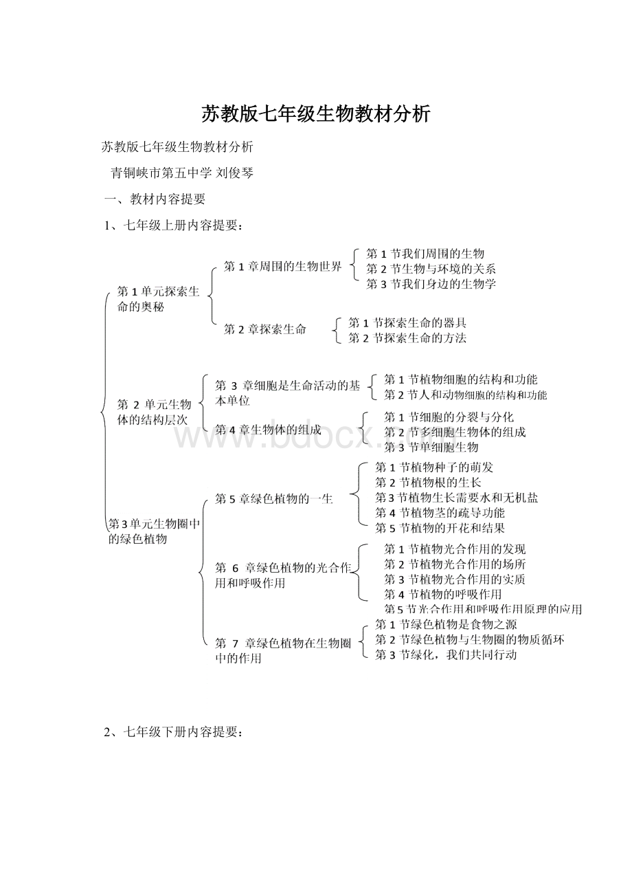 苏教版七年级生物教材分析.docx_第1页