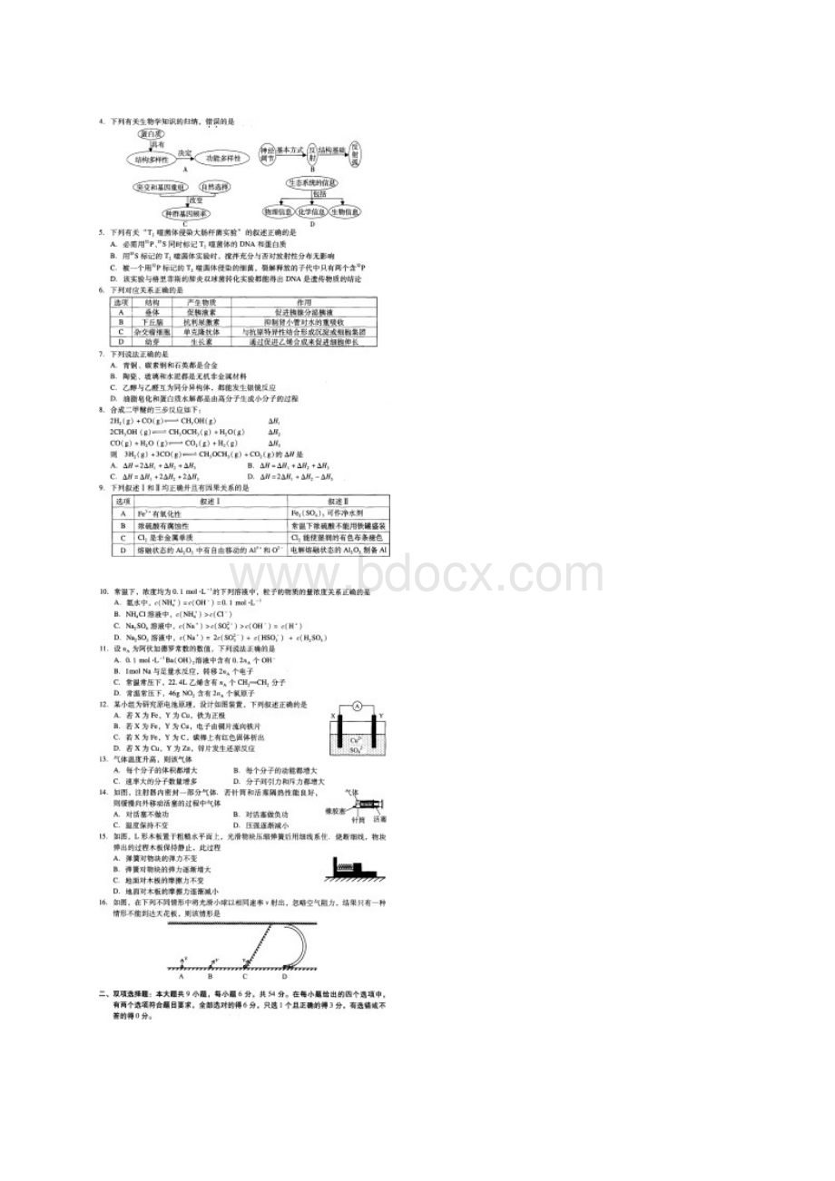 广州二模广东省广州市届普通高中毕业班综合测试二理综 扫描版含答案.docx_第2页