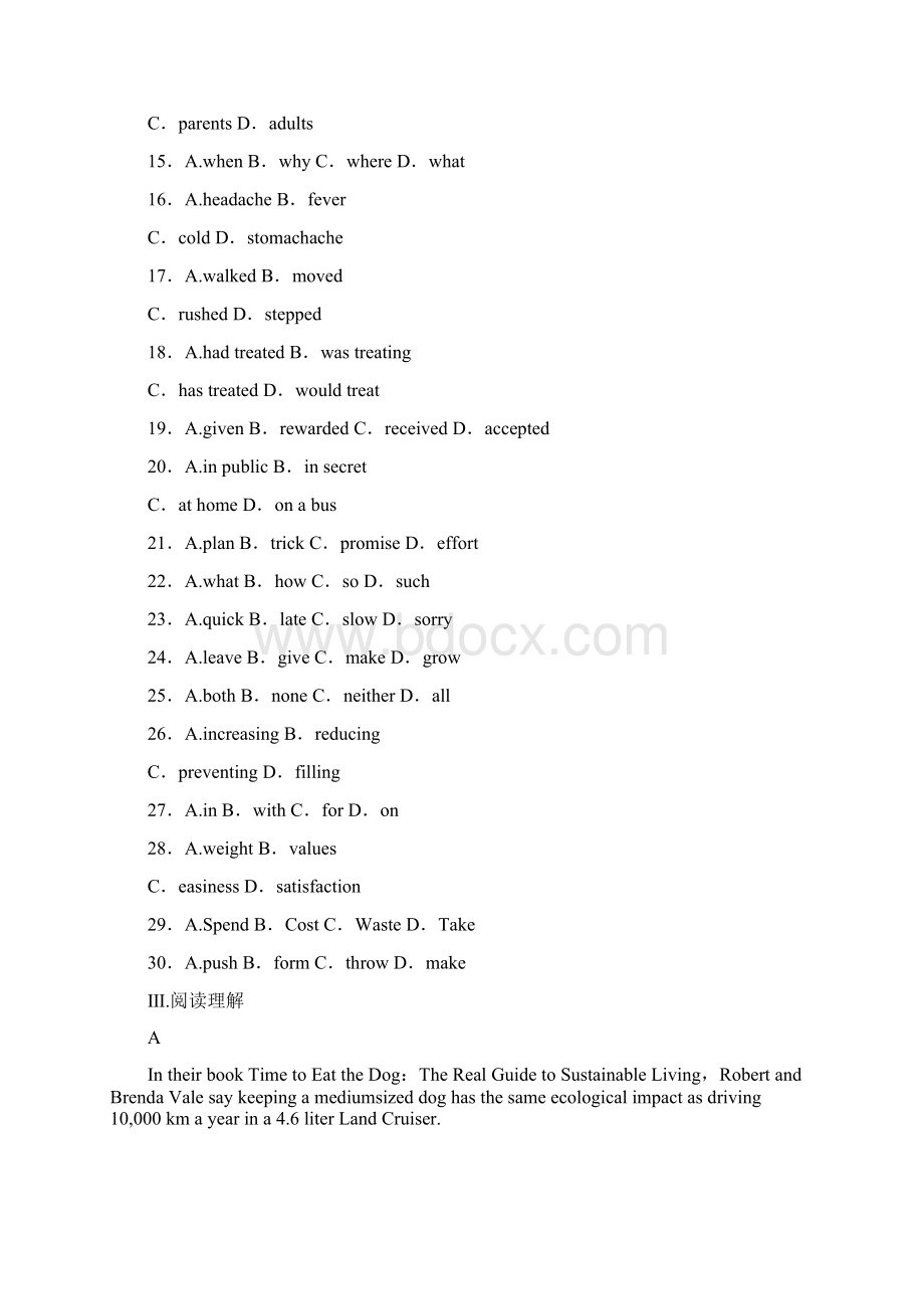 安徽省届高考英语一轮复习课时作业17模块6 Unit 17 Laughter 北师大版.docx_第3页