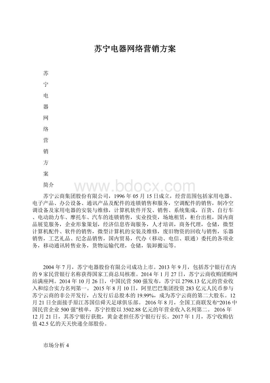 苏宁电器网络营销方案Word格式.docx