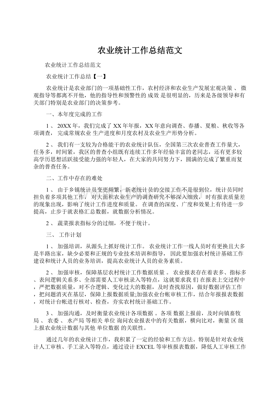 农业统计工作总结范文.docx_第1页