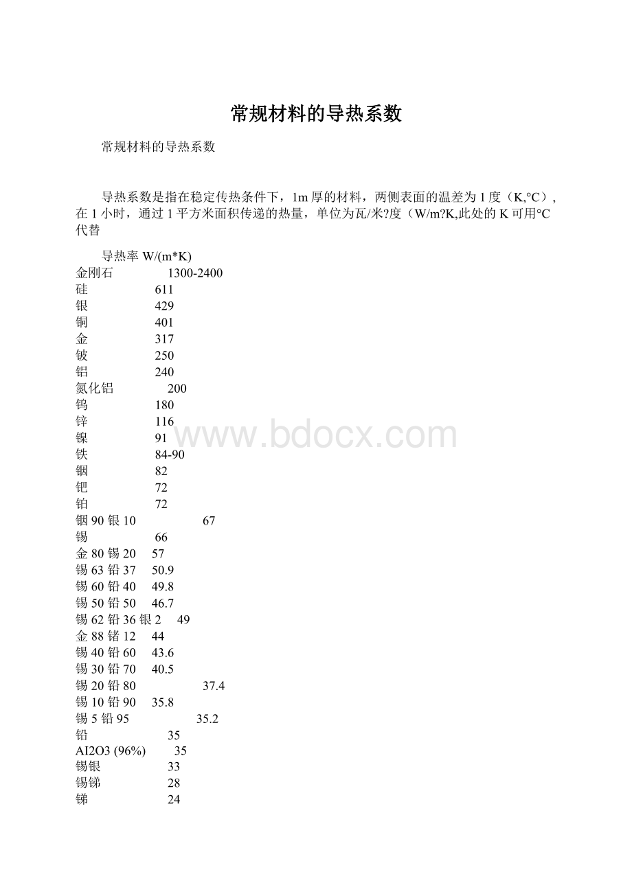 常规材料的导热系数Word格式文档下载.docx_第1页