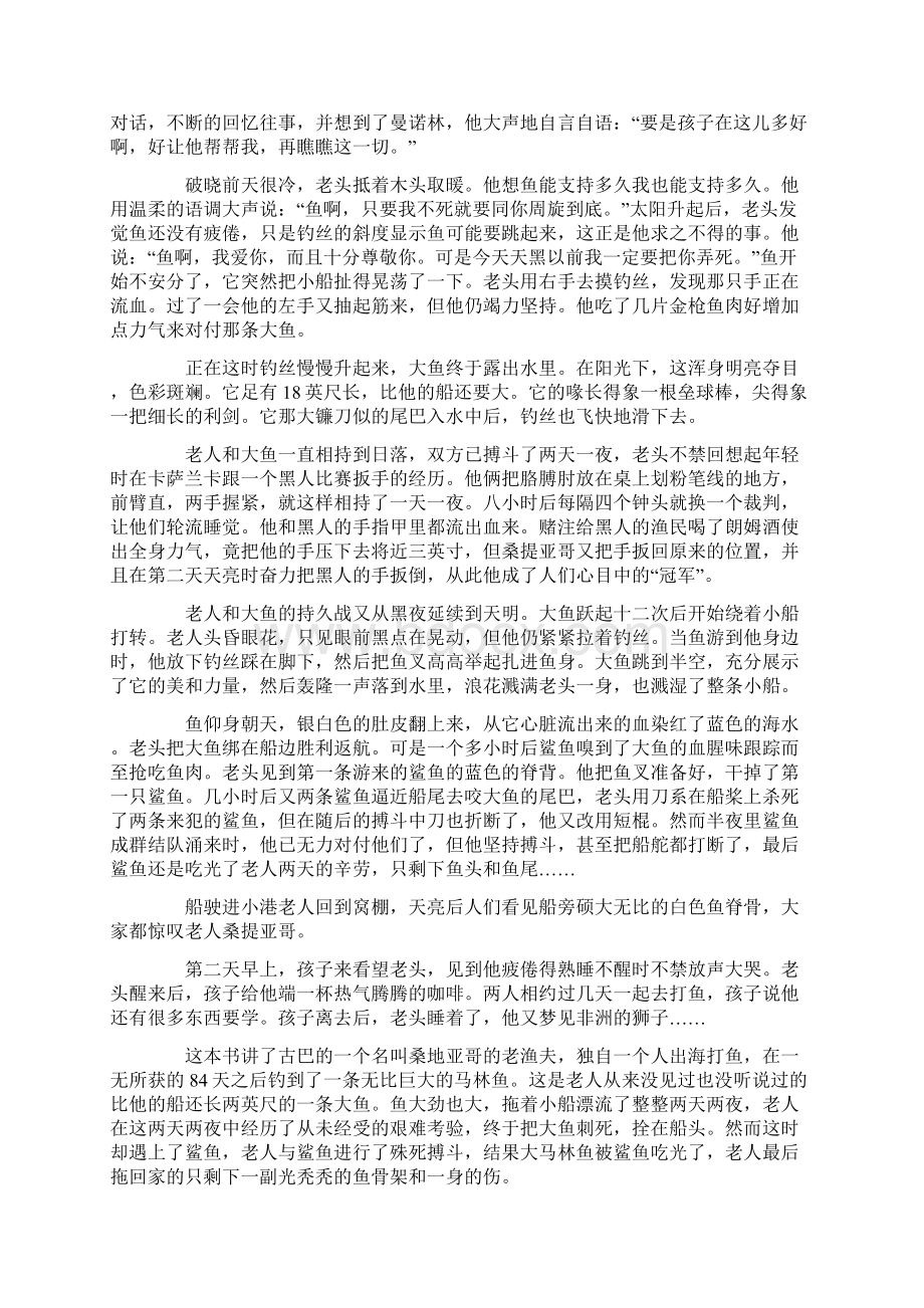 老人与海故事梗概Word格式文档下载.docx_第2页