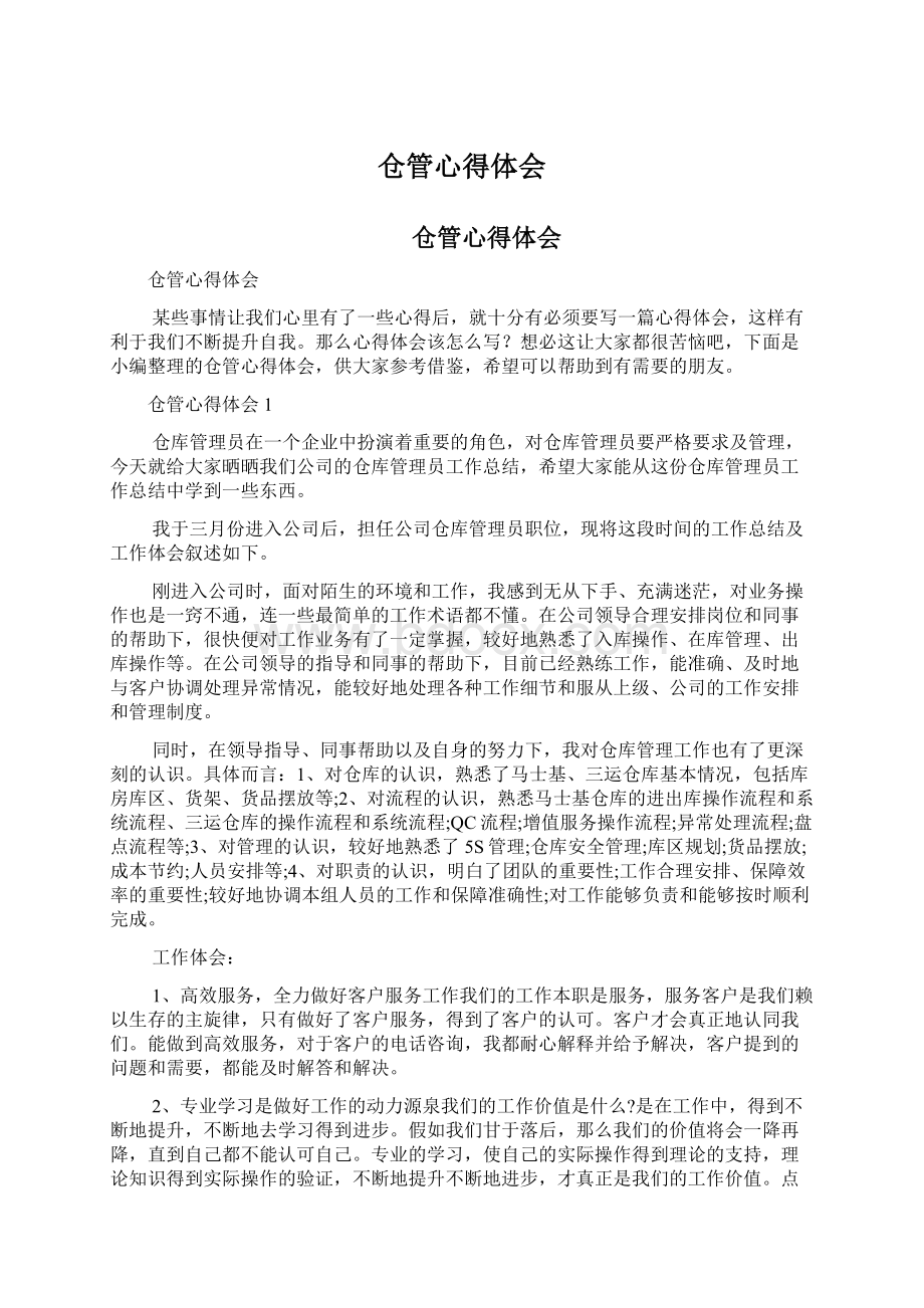 仓管心得体会.docx