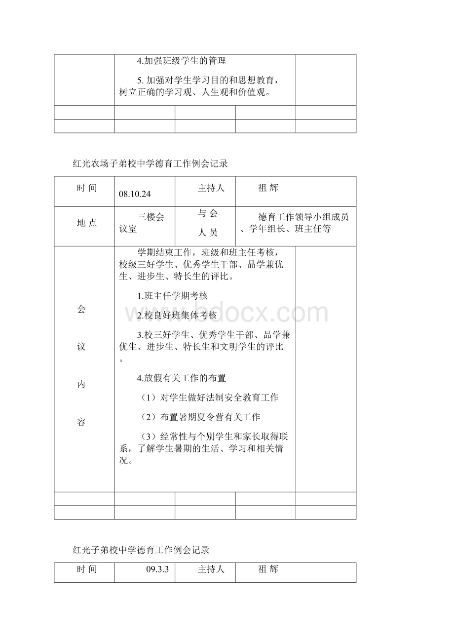 红光农场子弟校中学德育工作例会记录.docx_第2页