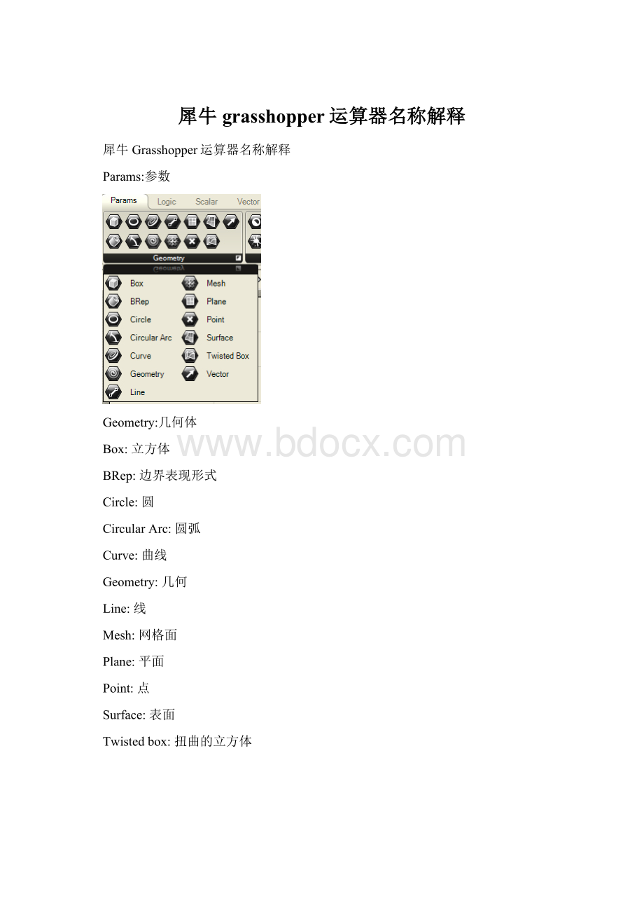 犀牛grasshopper运算器名称解释.docx_第1页