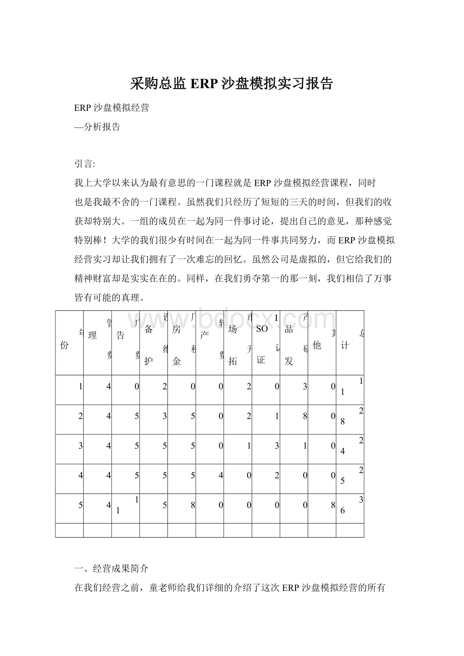 采购总监ERP沙盘模拟实习报告Word下载.docx_第1页