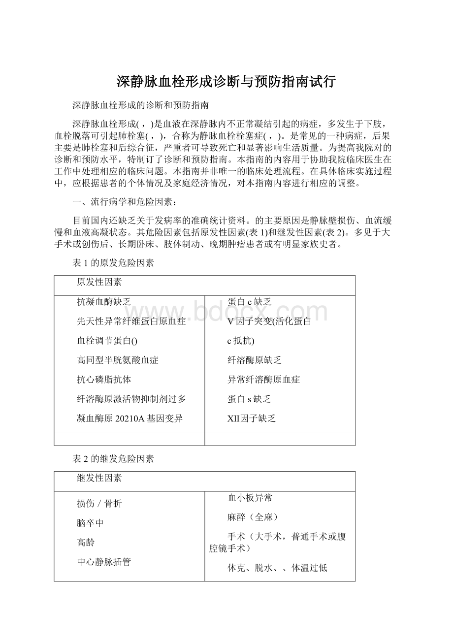 深静脉血栓形成诊断与预防指南试行.docx