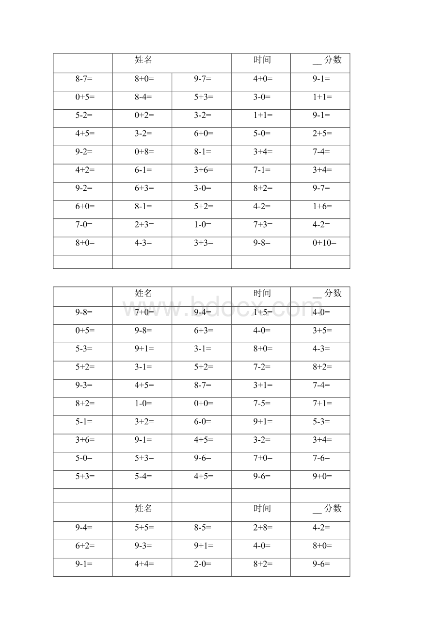 程序自动生成10以内加减法口算练习题集合2500题docxWord下载.docx_第2页