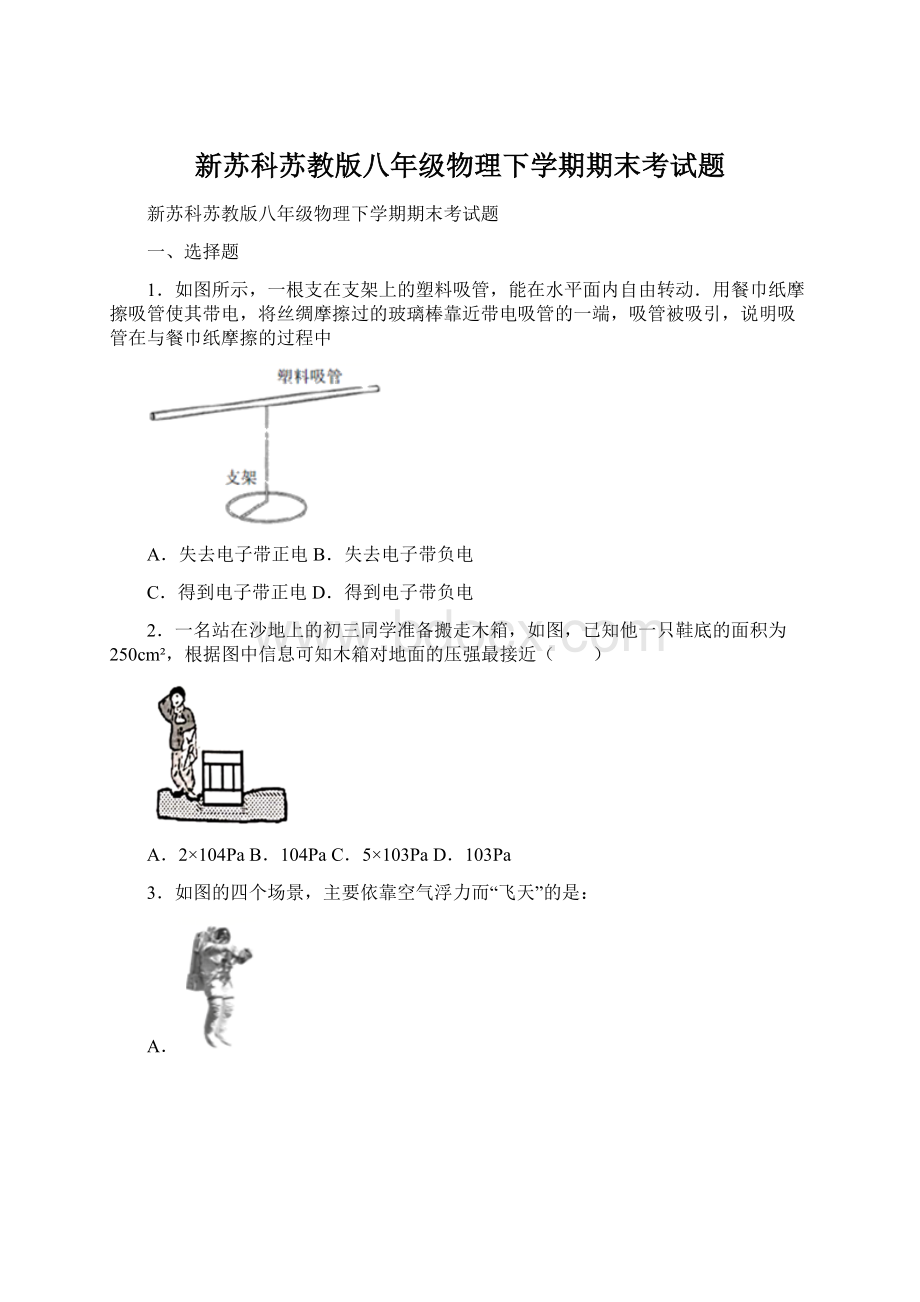 新苏科苏教版八年级物理下学期期末考试题.docx_第1页