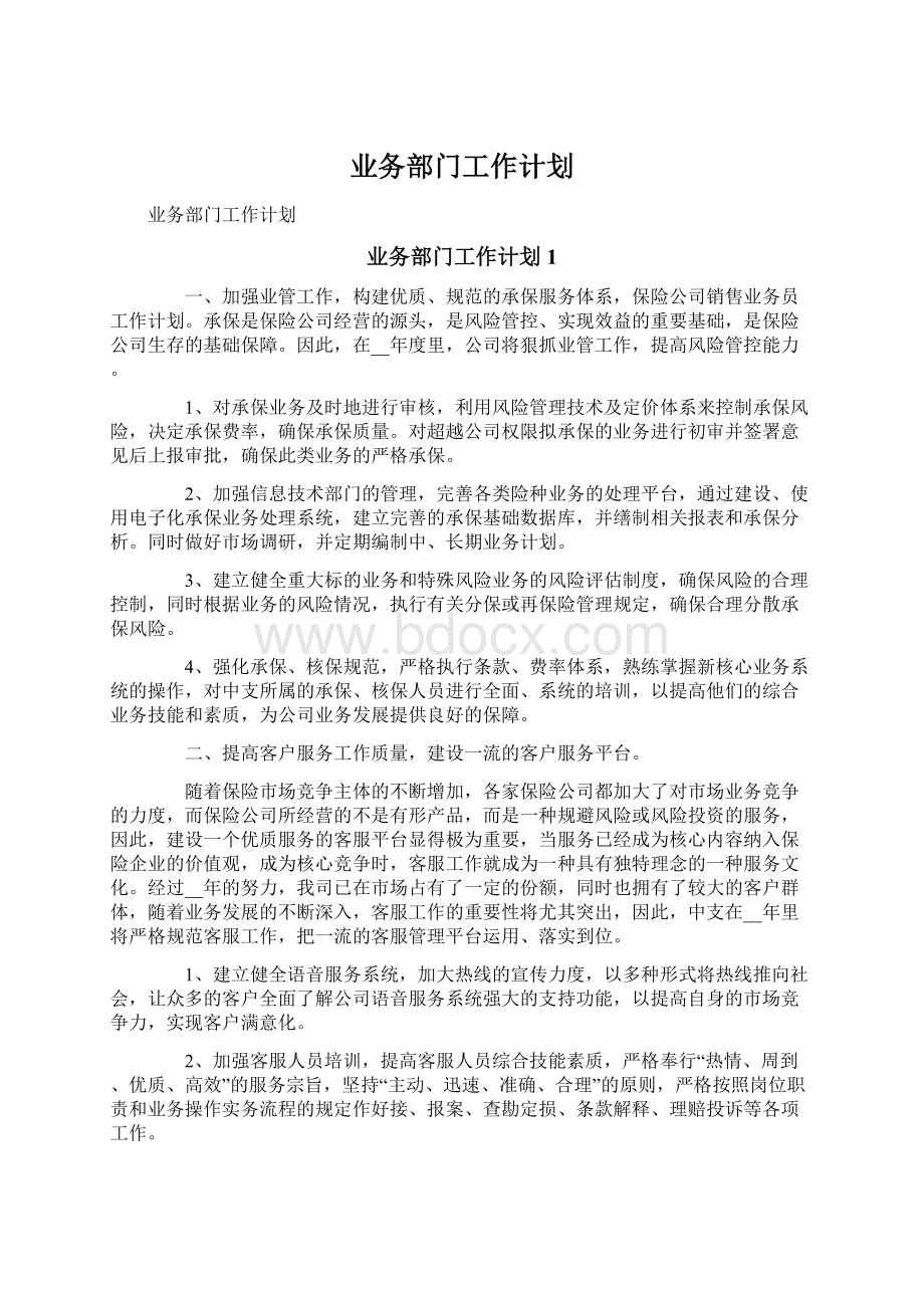 业务部门工作计划.docx_第1页